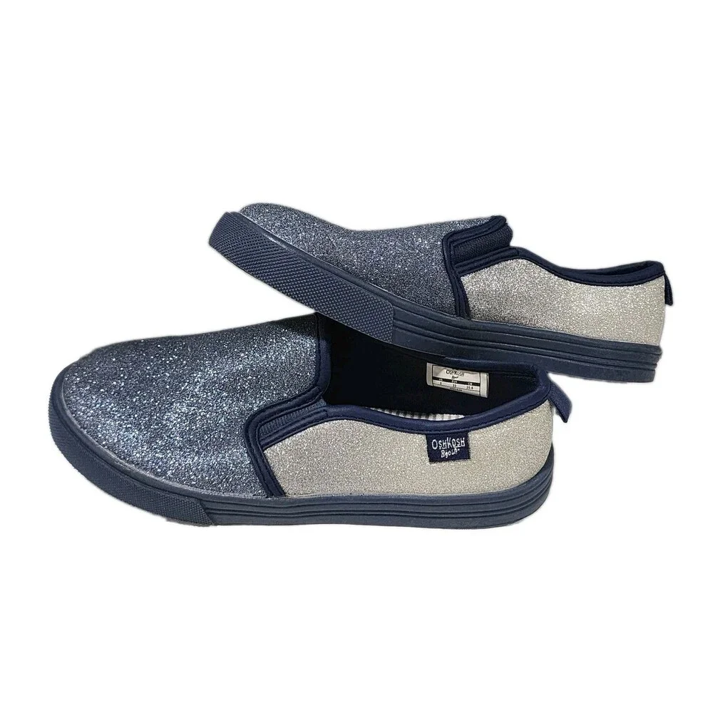 OshKosh Girls Blue Glitter Sparkles Slip on Shoes Sizes 2